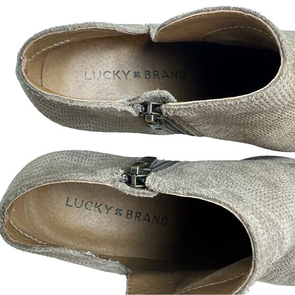 Lucky Brand Parnesa Perforated Suede Bootie Tan Size 6.5 - Picture 3 of 10